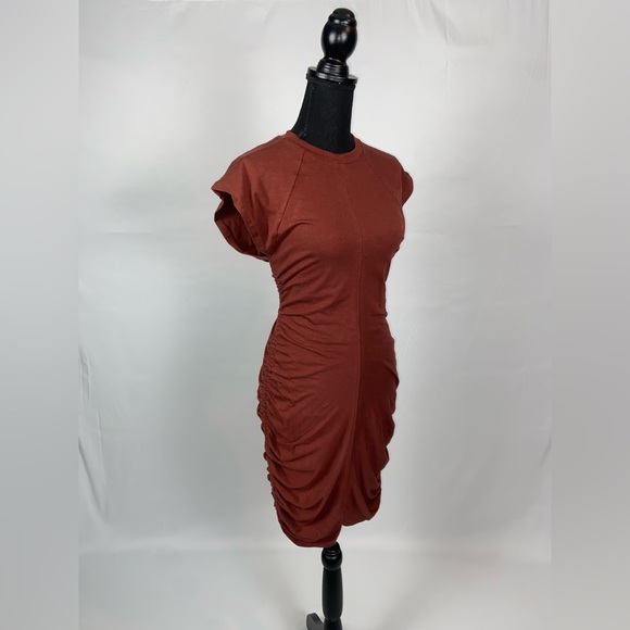Athleta Small Dress Bodycon Stretch Burgundy Short Sleeve. - Picture 1 of 13
